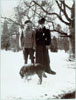 Царь Николай II и Ал. Фёдоровна, около Александровского дворца и собаки.