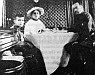 В Императорском вагоне. Николай II, императрица Александра Фёдоровна и Цесаревич Алексей. (весна 1916 года).