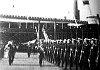Николай II проходит в строя команды броненосца "Князь Суворов", на пристани завода. Петербург 1902 г.
